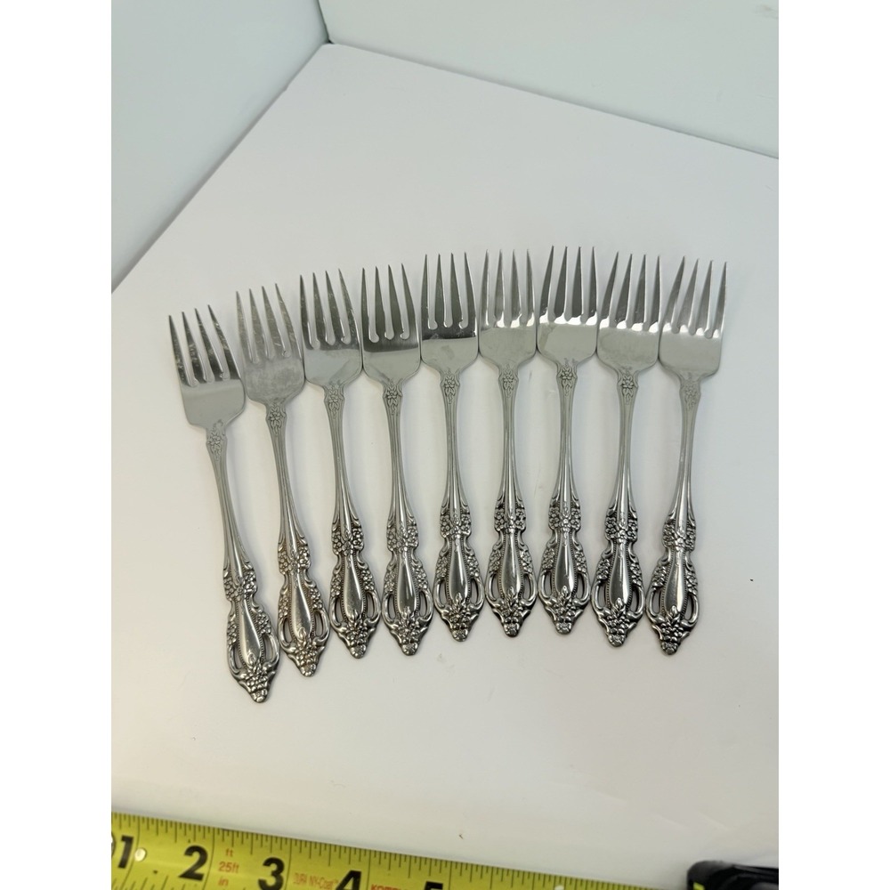 9 Oneida RAPHAEL Distinction Deluxe HH Stainless SALAD FORKS Lot Flatware